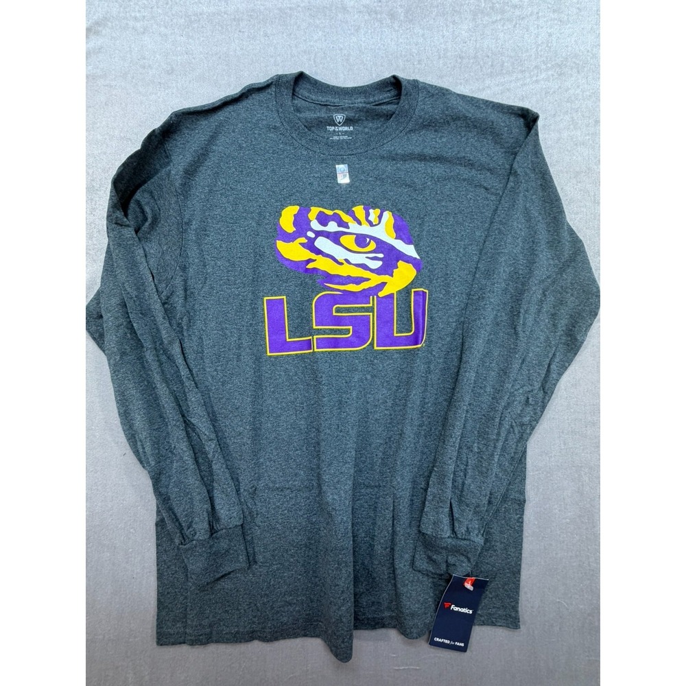 NWT‎ Fanactics NCAA LSU Tigers Long Sleeve Shirt Gray Large